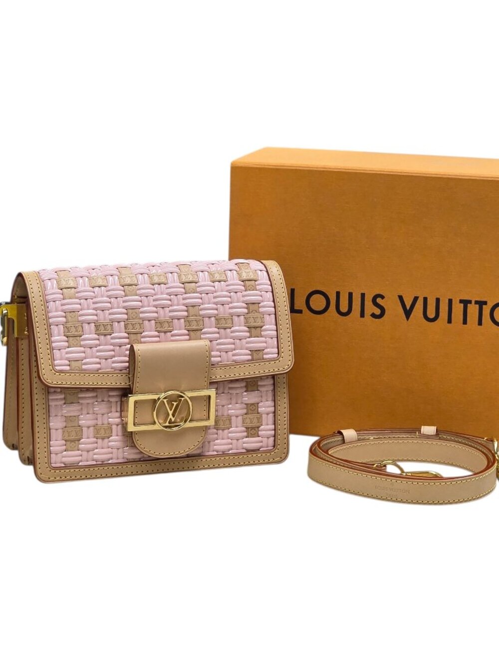 Louis Vuitton Mini Dauphine Pink Woven Crossbody Bag M22871